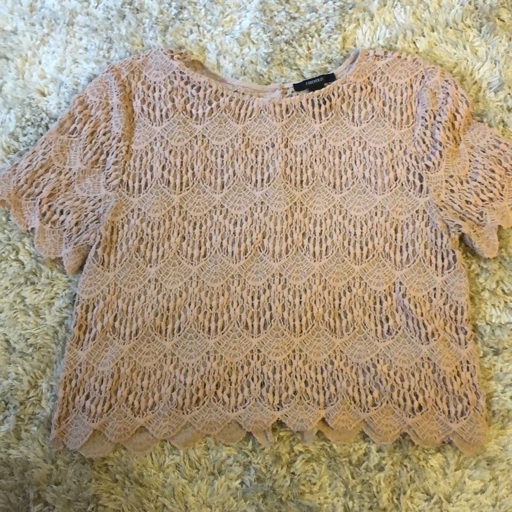 Forever 21 Mauve lace seethrough shirt